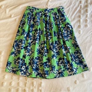 J. Crew Green & Blue Patio Skirt in Photo Floral Size 00